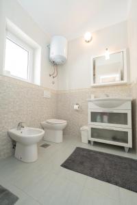 a bathroom with a toilet and a sink and a mirror at Holiday Home Fiola in Zubovići