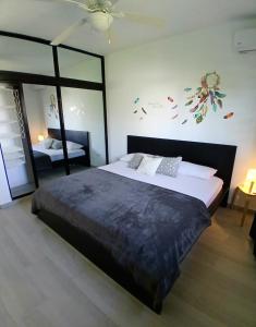 a bedroom with a large bed and a mirror at APARTAMENTO EXCLUSIVO Villa Privada Flamboyan in Bayahibe +15 photos
