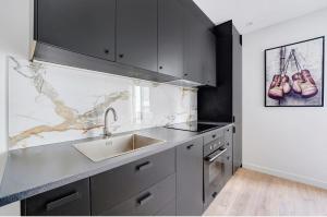 a kitchen with a sink and a counter top at Charmant T2 Alfortville in Alfortville