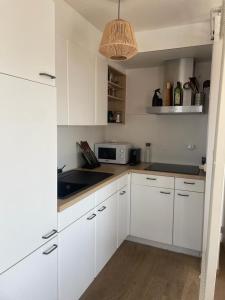 Kuchyň nebo kuchyňský kout v ubytování Zalig verblijf in hartje Gent