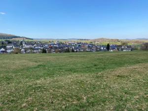 un campo verde con una città sullo sfondo di Ferienwohnung Feldhofs a Medebach Altre 9 foto