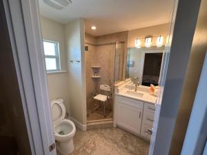 ein Badezimmer mit Toilette, Waschbecken und Dusche in der Unterkunft Tahitian Waters in Bowmans Beach Helistop + 4 Fotos