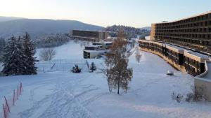 a snow covered field with a train on it at Chaleureux studio pied des pistes Les Glovettes VILLARD DE LANS in Villard-de-Lans