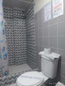 普诺San Antonio的带马桶和淋浴的浴室