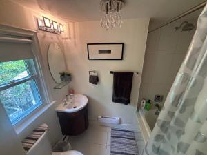 滨湖尼亚加拉Vintage Pines Guest House的浴室里有洗手池和镜子 更多6张照片