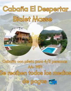 a collage of two pictures of a villa at Cabañas L' armonie in Bialet Massé