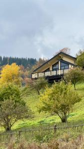 a house on top of a hill with trees at Mountain soul hub будиночок на схилі in Krasnik