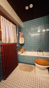 un bagno con wc e vasca da bagno di Maison MidCentury chaleureuse proche centre-ville a Strasburgo