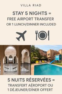 un collage de fotos de una villa con piscina en Villa Riad Private heated Pool with breakfast, en Marrakech