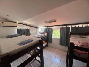 马塔迪圣若昂Hostel Litoral Norte Praia do Forte Bahia的有两张双层床和一扇窗户的房间 更多20张照片