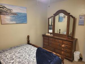 a bedroom with a dresser and a mirror at Wildwood Estates in Lynchburg +18 photos