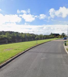 un camino vacío con una valla y un campo en Victor's guesthouse, en Waterford