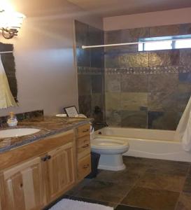 ein Badezimmer mit Toilette, Badewanne und Waschbecken in der Unterkunft Highland Mesa Getaway in Flagstaff + 2 Fotos