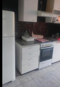 a kitchen with white appliances and a white refrigerator at Villa Lastenia 2 in San Salvador de Jujuy