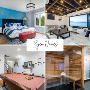 Un pat sau paturi într-o cameră la Large 4 Br - 5 Bathroom 2 King beds Sauna Games Pool