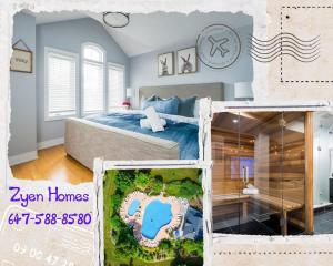 Un pat sau paturi într-o cameră la Large 4 Br - 5 Bathroom 2 King beds Sauna Games Pool