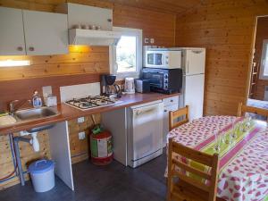 NaucelleChalet - PMR - 2 Chambres - Cuisine équipée - API-1-52-311的厨房配有冰箱、水槽和桌子