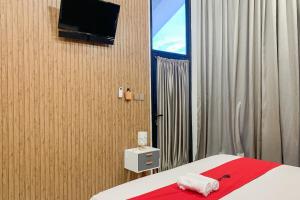 Μια τηλεόραση ή/και κέντρο ψυχαγωγίας στο RedDoorz at Villa Zea Sayangheulang Garut