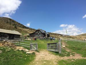 a farm with a fence and a barn at Villa Martiny in Seeboden