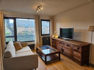 ルーヴァン・ラ・ヌーヴにあるCosy Homeのソファと薄型テレビのあるリビングルーム