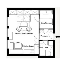 巴德加斯坦Susis Alpen Apartment的房屋平面图