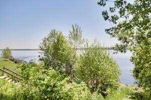 三河城Séjour zen au Bor de l'eau的树木的水域景观