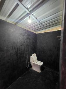 een badkamer met een toilet in een donkere kamer bij The Kadu in Tāzhekkod +3 foto's