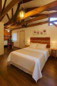 a bedroom with a large white bed in a room at El Encanto del Manzano & Espacio Vittalia Spa in San José de Maipo