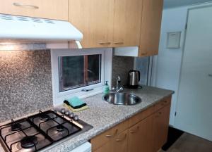 Kuchyň nebo kuchyňský kout v ubytování Tiny house in bos bij Veluwezoom rust en comfort