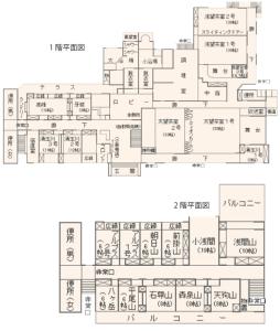 a schematic diagram of a building with different specifications at 天狗の茶屋旅館 in Miyota