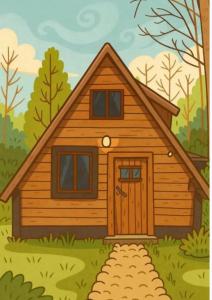 埃博森Refugio Holístico Flora Boreal的一幅森林中木屋的素描