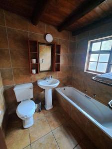 Unit 77 Kubu Mabalingwe nature reserve في وارمباثس: حمام مع مرحاض ومغسلة وحوض استحمام