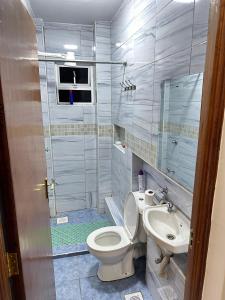 a bathroom with a toilet and a sink at Galaxy Suites Meru in Meru