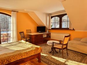 TV a/nebo společenská místnost v ubytování Willa Leśna Polana