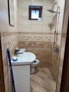 a bathroom with a sink and a toilet at Квартири ЦЕНТРАЛ in Dolna Mitropoliya