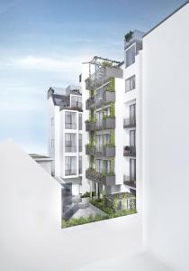 维也纳GG Immobilien-15 min to city centre的建筑的 ⁇ 染,带有阳台