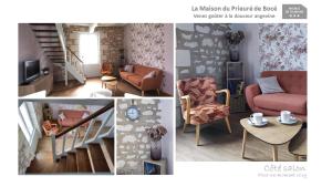 BocéLa Maison du Prieuré de Bocé的客厅与家具的照片拼贴画 更多7张照片