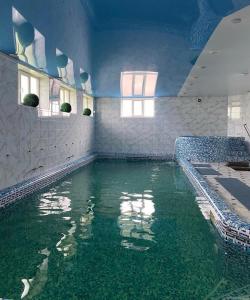 een zwembad met groen water in een kamer bij Sn family in Radekhov