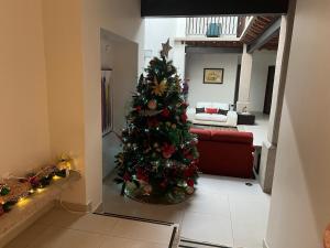 瓦哈卡市Casa Elizabeth的客厅中间的圣诞树
