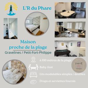 un collage di foto di una camera con letto di L'R du Phare maison à 150 mètres de la plage a Gravelines