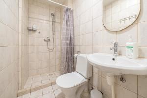 塔林Old Town - Best Location Apartment的浴室里有马桶、洗手池和淋浴。