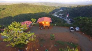 an overhead view of a tent with a view of a river at Rancho Alto Túcan in Buenos Aires
