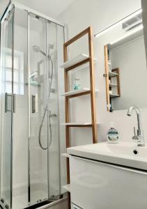 勒克鲁西克Studio Emma的浴室配有淋浴和洗手池