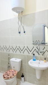 a bathroom with a toilet and a sink at هوستل خدمه مبيت in Disah