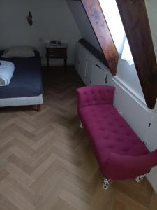 Postel nebo postele na pokoji v ubytování Maison normandy chambre bleuet