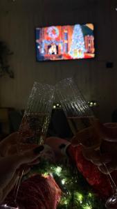 TV a/nebo společenská místnost v ubytování ForRest будинок з чаном