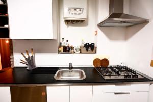 una cucina con lavello e fornello di Penthouse in central Milan a Milano