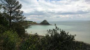an island in the middle of a body of water at Un nid cosy sous les toits in Cancale