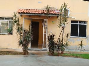 a house with palm trees in front of it at Apartamento paid'egua completo em Belém in Belém