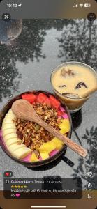 a picture of a bowl of food with a spoon at Mountain view Homestay in Ninh Binh